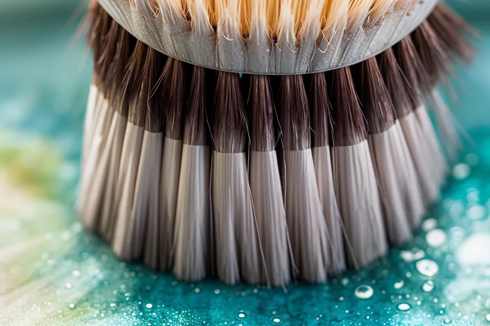 Pinsel streicht klares Wasser auf Aquarellpapier — mein erster Strich gegen die Angst vor dem weißen Blatt