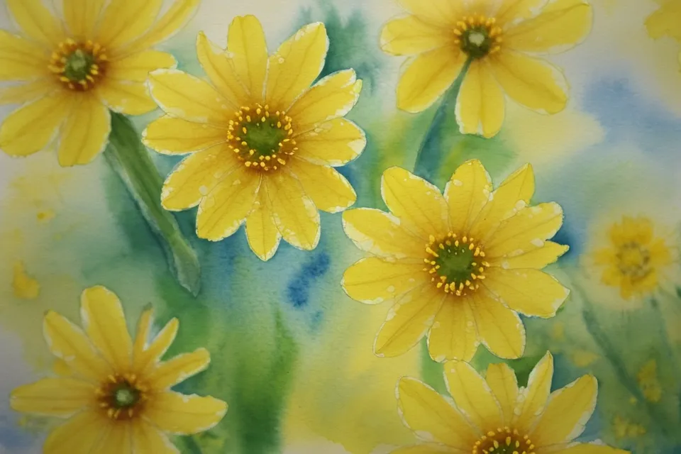 Farbenfrohes Aquarell mit einer danebengegangenen Ecke auf dem Küchentisch — Fehler als Teil vom Aquarell für Anfänger