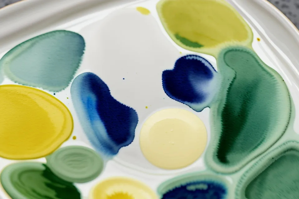 Farbmischung für Frühlingsgrün: Palette mit Gelb und Blau für Aquarell-Anfängerinnen