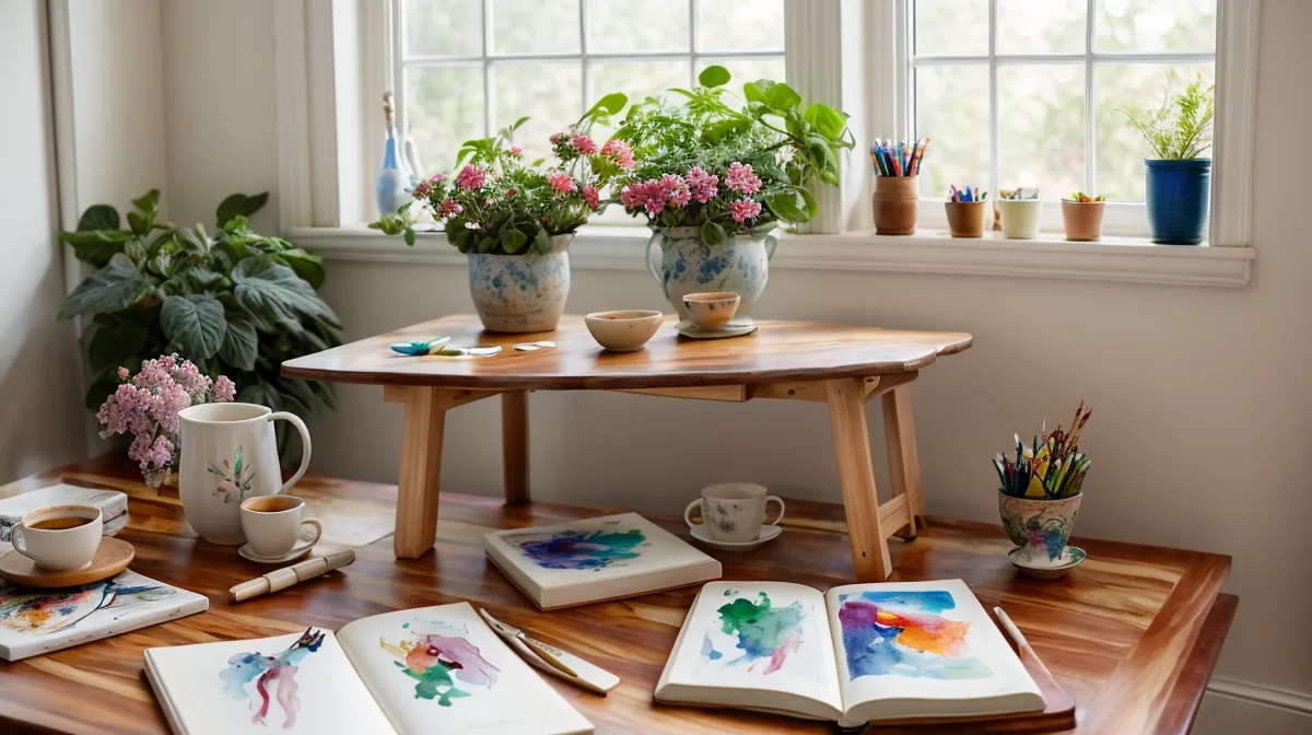 Aquarell Online Kurs für Anfänger im Ruhestand – Wasserglas und Aquarellblock am Fenster als Geschenk an sich selbst