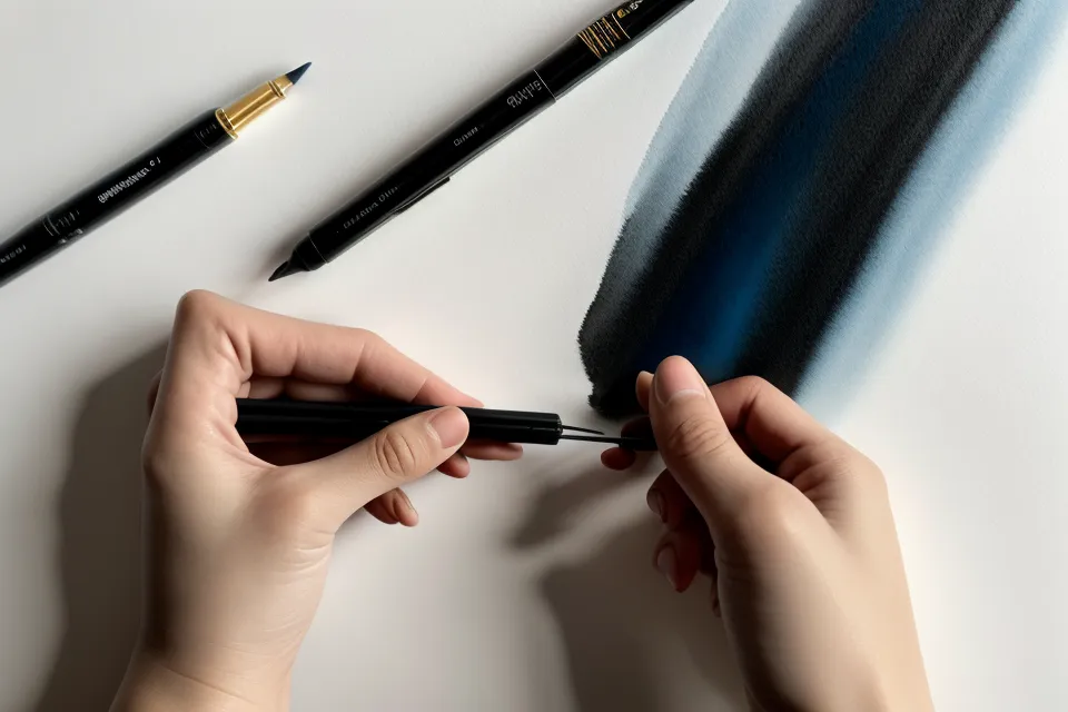 Fineliner-Techniken für Anfänger: eine feine Tuschelinie auf körnigem Aquarellpapier