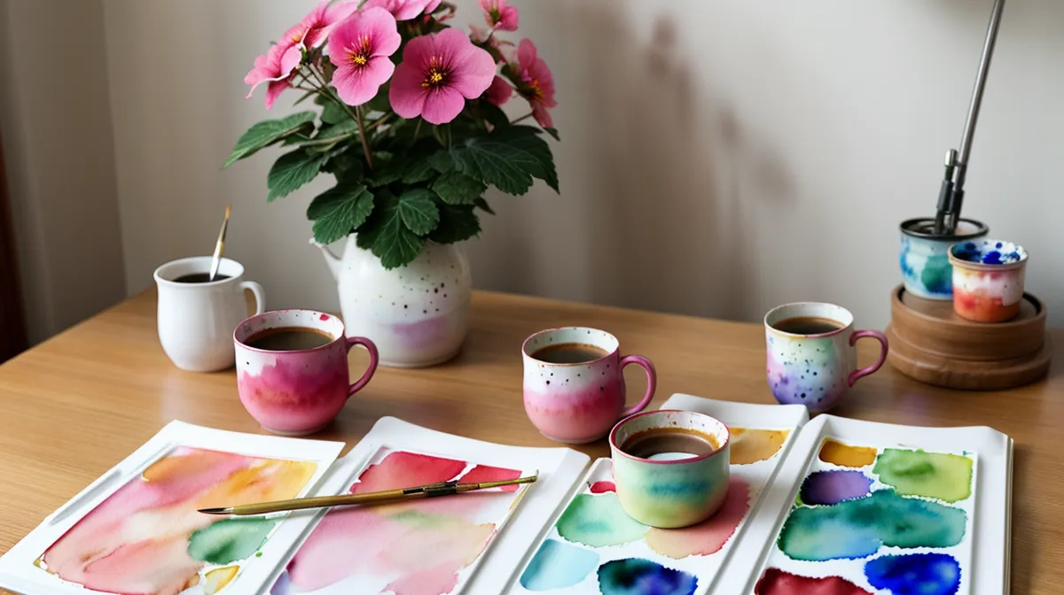 Aquarellfarben in mehreren transparenten Schichten übereinander für mehr Tiefe im Bild