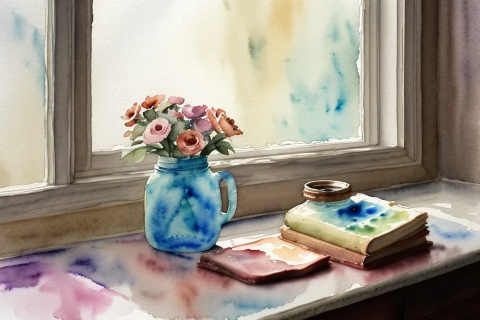 Misslungener Schichtversuch beim Aquarell mit ineinander verlaufenen, zu früh aufgetragenen Farben