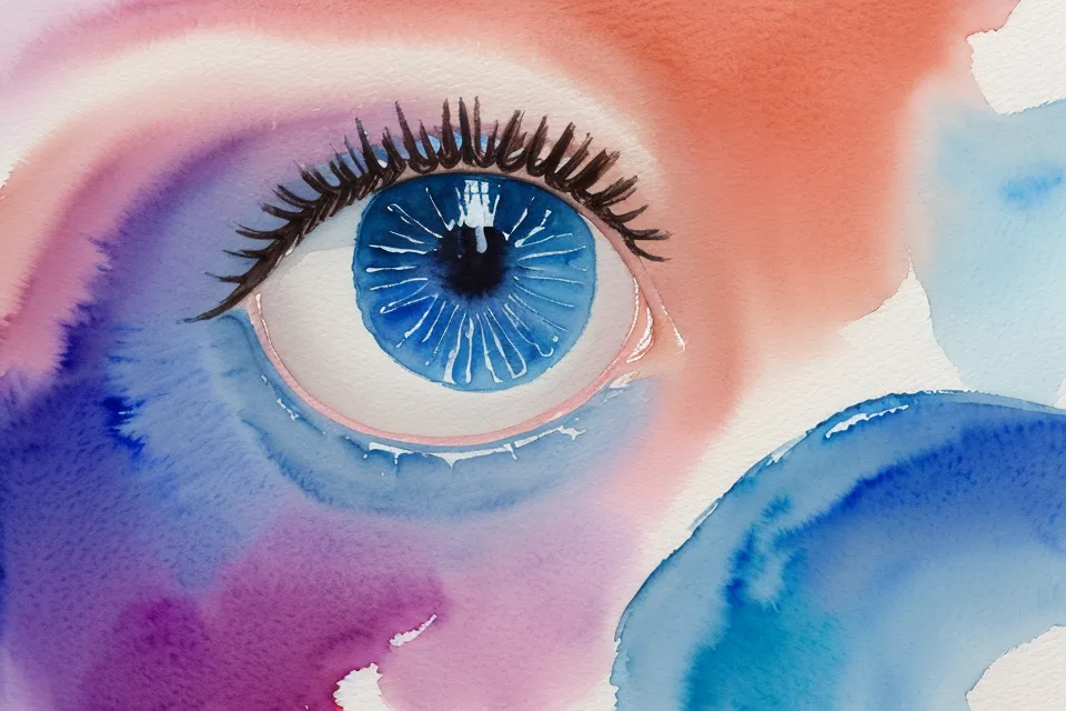 Porträt-Zeichnen mit Aquarell: Pinsel setzt den Lichtpunkt im gemalten Auge