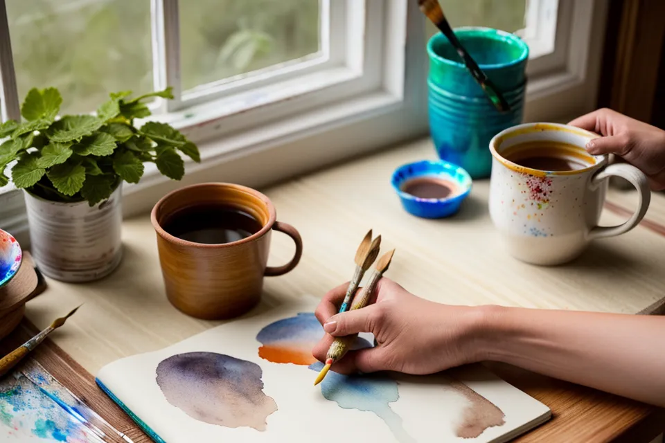 Erste zarte Hautton-Schicht für ein Aquarell-Porträt wird auf das Papier gesetzt