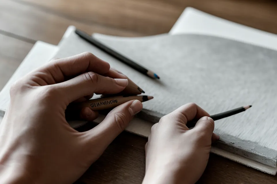Aquarell-Anfängerin hält den Bleistift locker für eine angstfreie Vorzeichnung