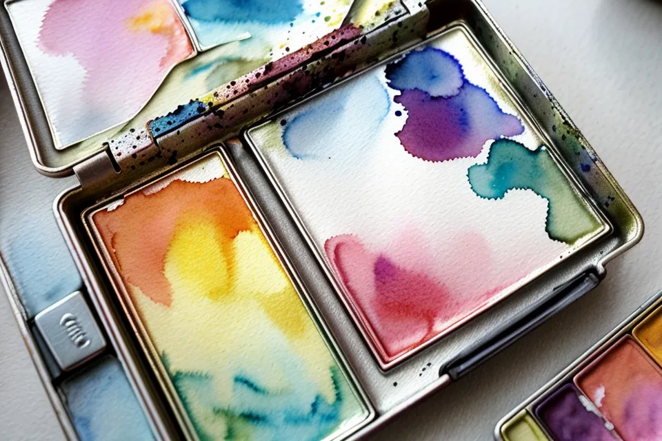 Aquarellkasten mit zwölf Grundfarben — passendes Malmaterial für Aquarell-Anfänger