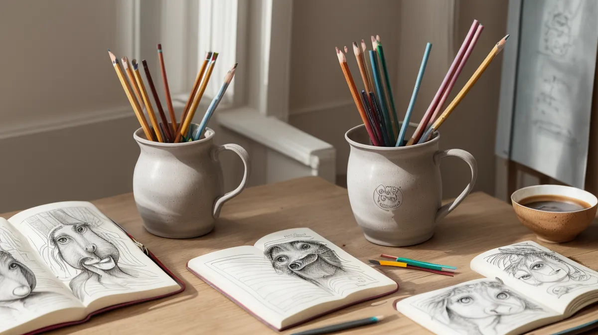 Mund und Nase zeichnen lernen: Aquarell-Porträtskizze mit Bleistiftkonstruktion am Küchentisch