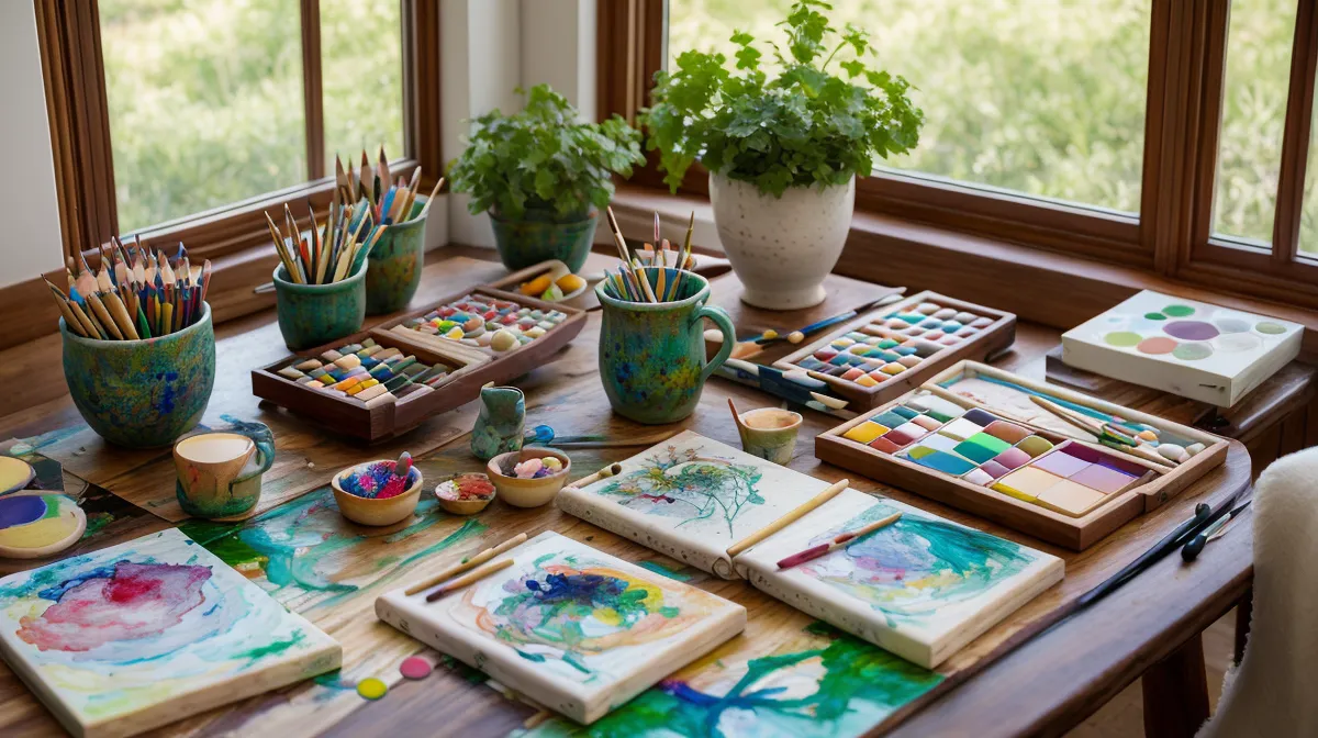 Natürliche Grüntöne mit Aquarellfarben mischen — selbst gemischte Waldgrün-Proben auf dem Aquarellblock für Anfänger