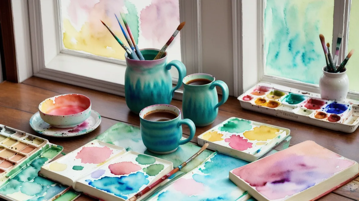 Negativtechnik beim Aquarell lernen: helle Blütenform bleibt frei, während der Hintergrund dunkel gemalt wird