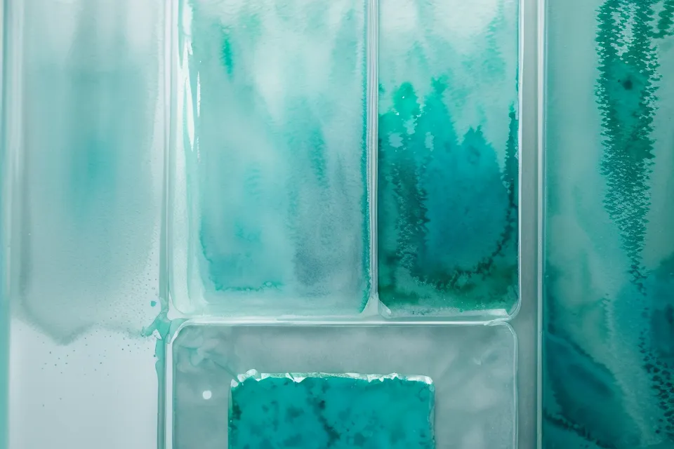 Frischhaltefolie in Falten auf nasser Aquarellfarbe erzeugt scharfe dunkle Linien — Folien-Mischtechnik für Einsteiger