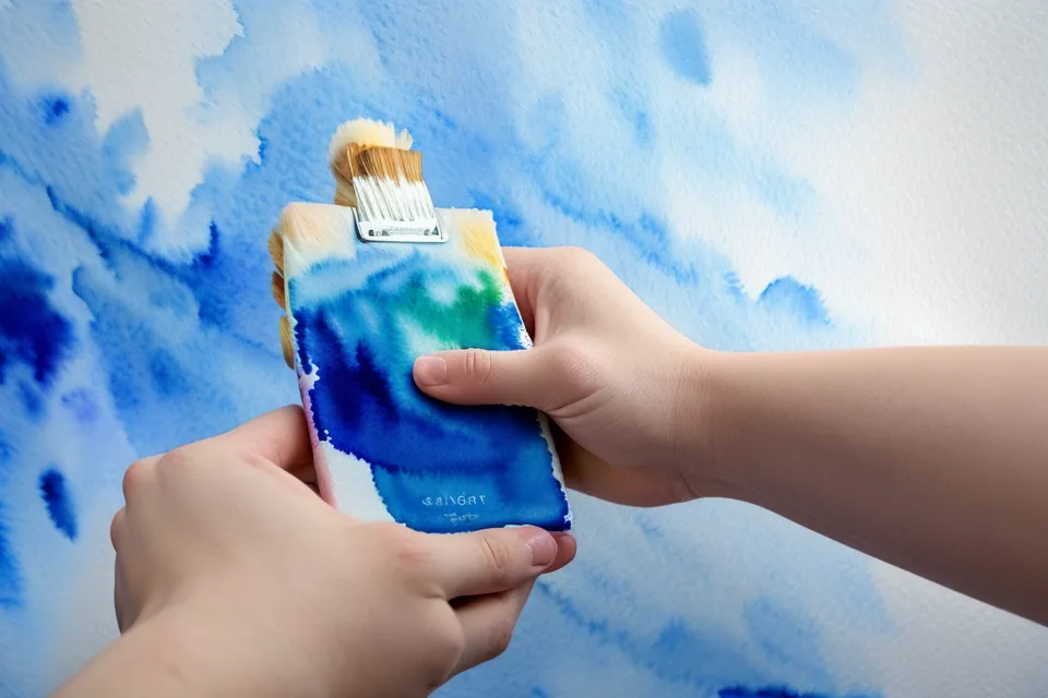 Blaugraue Schneeschatten auf ausgespartem weißem Aquarellpapier für eine Winterlandschaft