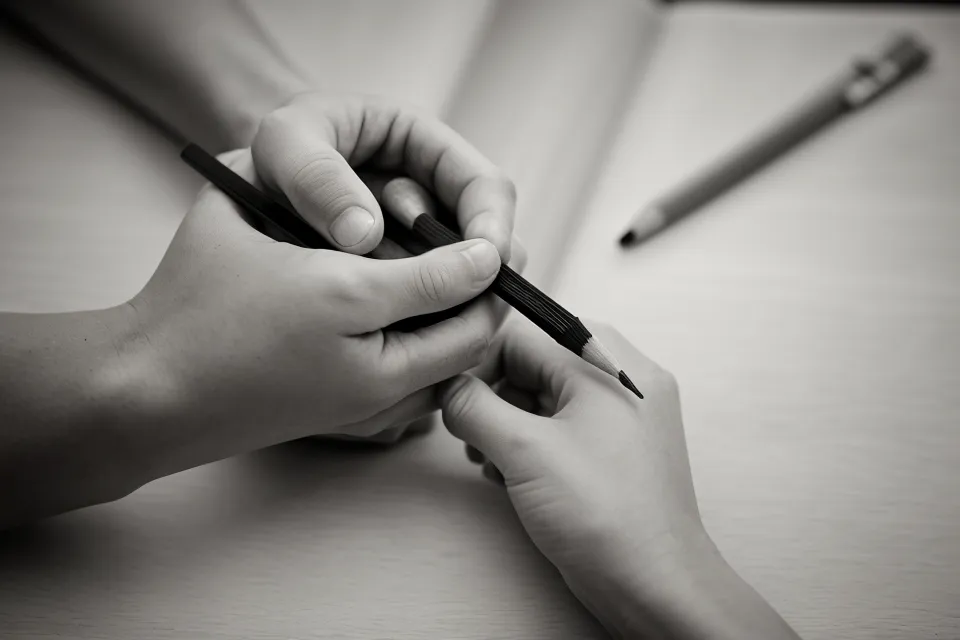 Zeichnen lernen mit über 50: Hand übt Linien und Schraffur für den Anfänger-Strich Kurs