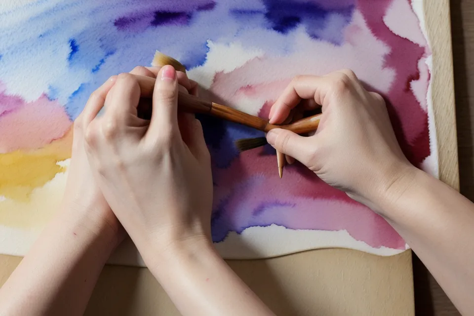 Nahaufnahme beim Mischen realistischer Hauttöne für ein Aquarell-Porträt, Grundlage für den Menschen Zeichnen Masterkurs