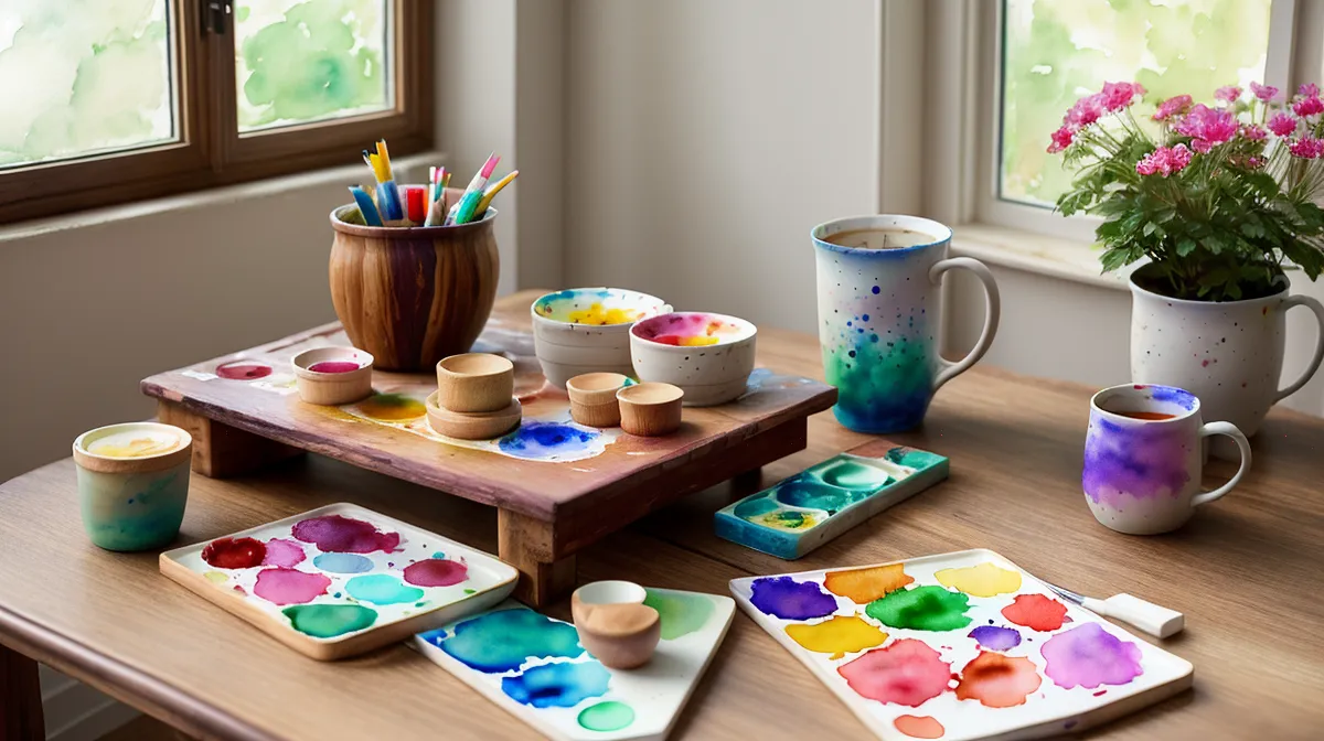 Reiseskizzen im Zug nach Heidelberg: Aquarell für Anfänger mit Postkartenblock und kleinem Malkasten auf dem Klapptisch