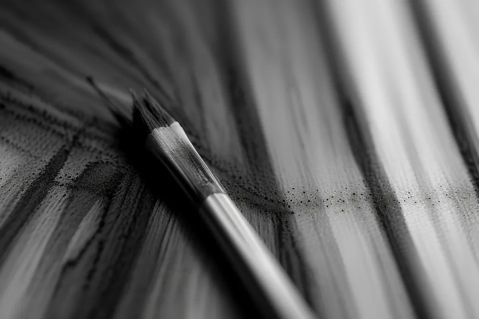 Bleistift und Aquarellpinsel nebeneinander auf dem Holztisch — Zeichnen lernen im Vergleich zum Aquarell für Anfänger