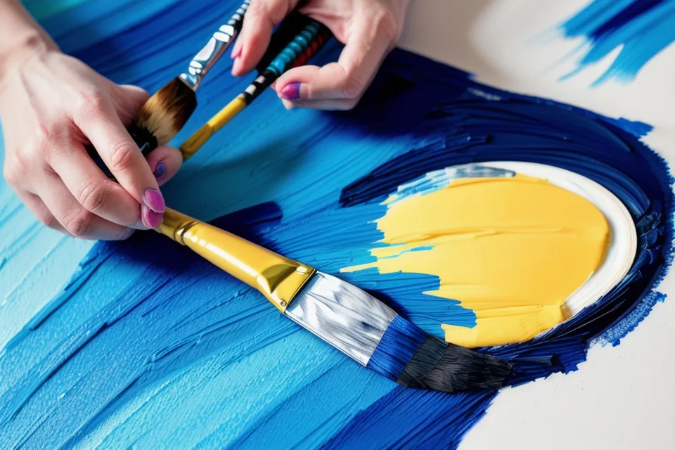 Hand führt den Pinsel über nasses Aquarellpapier – kreative Zeitgestaltung an einem Sonntagvormittag