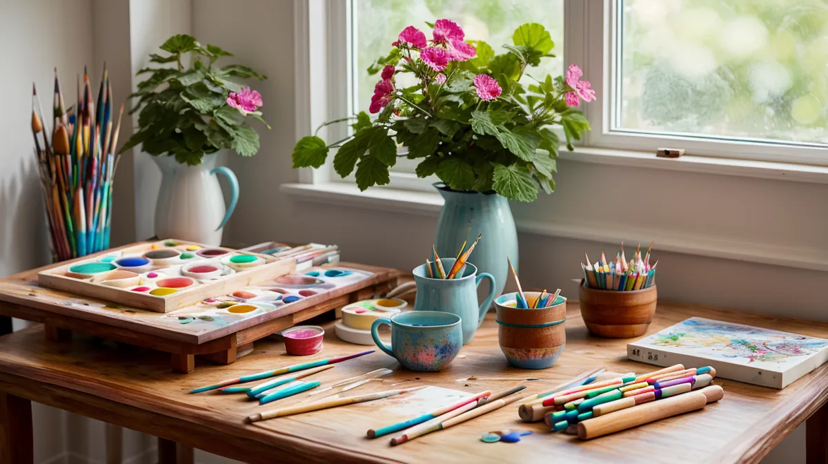 Aquarell-Anfängerin malt Blumen in einer Glasvase – Aquarell Blumen malen im kreativen Ruhestand